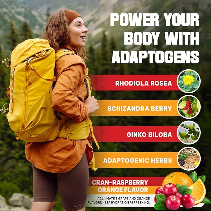 Acli-Mate Mountain Sport Drink Mix Variety Pack – High Altitude Acclimatization Electrolyte Powder Packets – CranRaspberry &amp Orange Flavors for Energy Hydration and Recovery (60 Total Packets)