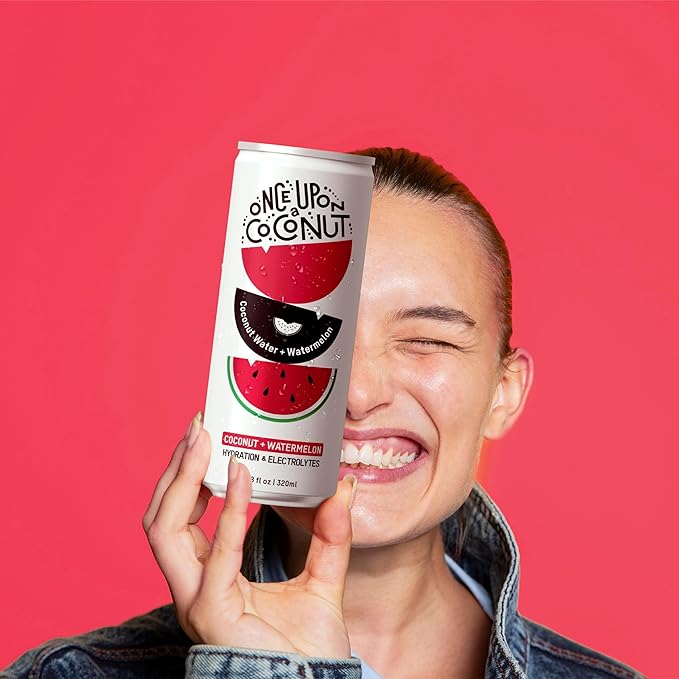 Once Upon a Coconut Premium Watermelon Coconut Water - Low Calorie All-Natural Drink with Electrolytes - Non-GMO - Gluten-Free - 10.8 Fl Oz (Pack of 12)