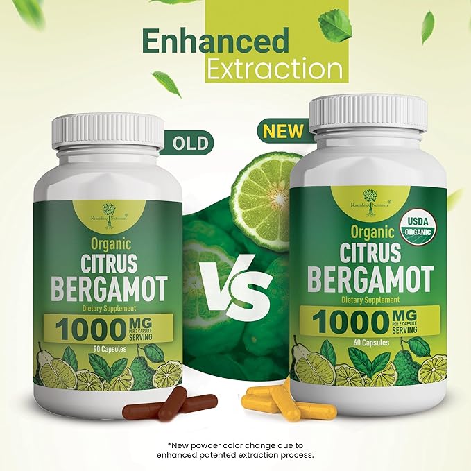 Organic Citrus Bergamot Supplement - Only USDA Cardiologist Formulated with 200+ Scientific Studies -1000mg - Patented Extract Heart Cholesterol &amp Lipid - Italian Bergamot High Polyphenols 60c