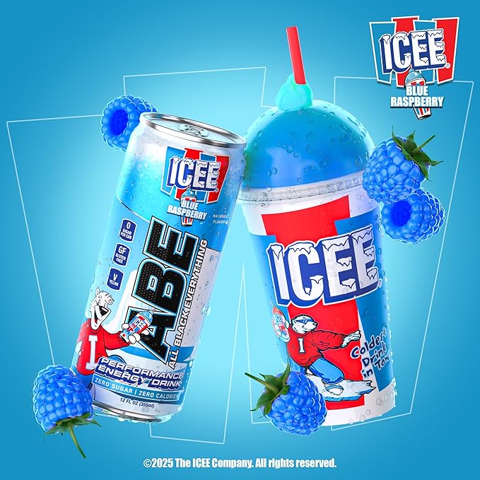 All Black Everything Performance Energy Drink | Zero Calories Sugar Free | 200mg Caffeine | Beta Alanine &amp Citrulline | Pre-Workout Sport Drink for Men &amp Women | ICEE Blue Raspberry | 12 Pack