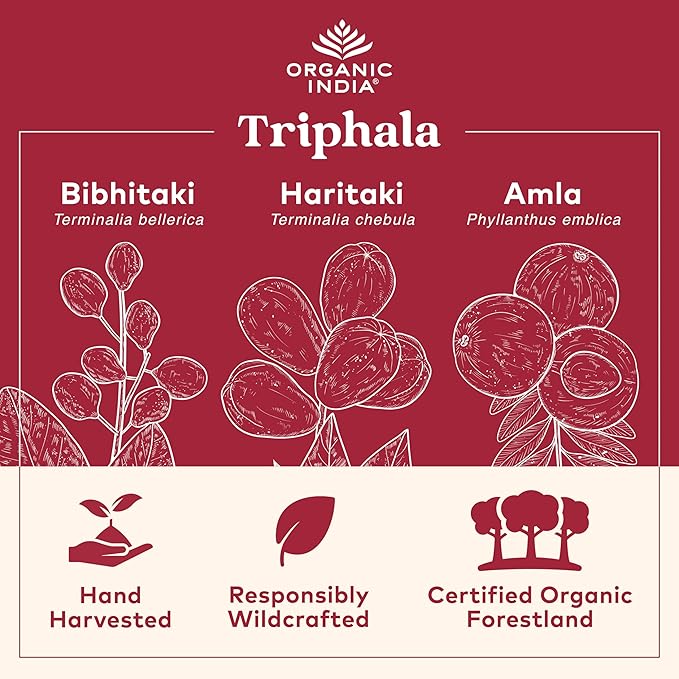 ORGANIC INDIA Triphala Capsules Organic - Herbal Supplement with Amla Bibhitaki Haritaki Digestion &amp Colon Support Immune System Support Adaptogen Vegan USDA Certified Organic - 180 Capsule