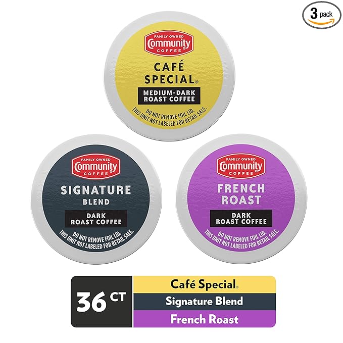 Community Coffee Dark Roast Coffee Pods Variety Pack 36 Count Dark Roast Compatible with Keurig 2.0 K-cup Brewers (12 Count Pack of 3)