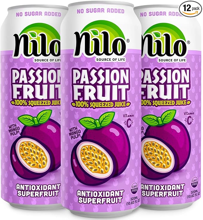 NILO Passion Fruit Juice | 100% Squeezed Maracuya Passion Fruit | NO Sugar added | NOT From Concentrate | 10.8 oz (Pack of 12)