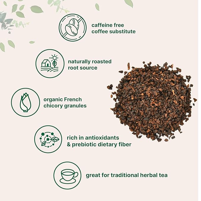 Organic French Chicory Root 2lbs | Roasted Chicory Granule | Brews like Regular Coffee | Caffeine Free Coffee Substitute | Rich in Prebiotic Fiber | Non-GMO