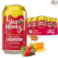 Yes Honey Soda Strawberry 11oz (12-Cans) 100% Honey-Sweetened Healthy Soda Alpha Gal Friendly Gluten Free Caffeine Free No Added Sugar