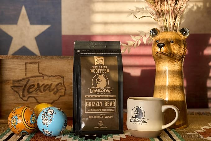 ChestBrew Grizzly Bear – Chocolate Dusted Vietnamese Whole Bean Coffee 20 oz