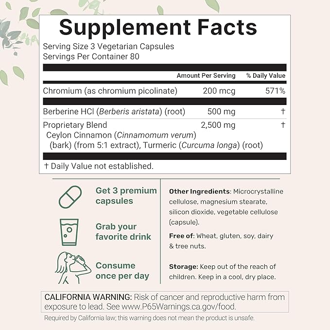Micro Ingredients Berberine 500mg with Ceylon Cinnamon 240 Veggie Capsules | High Absorption Berberine HCI Supplement + Turmeric Root &amp Cinnamon Bark Extract | Non-GMO Gluten Free