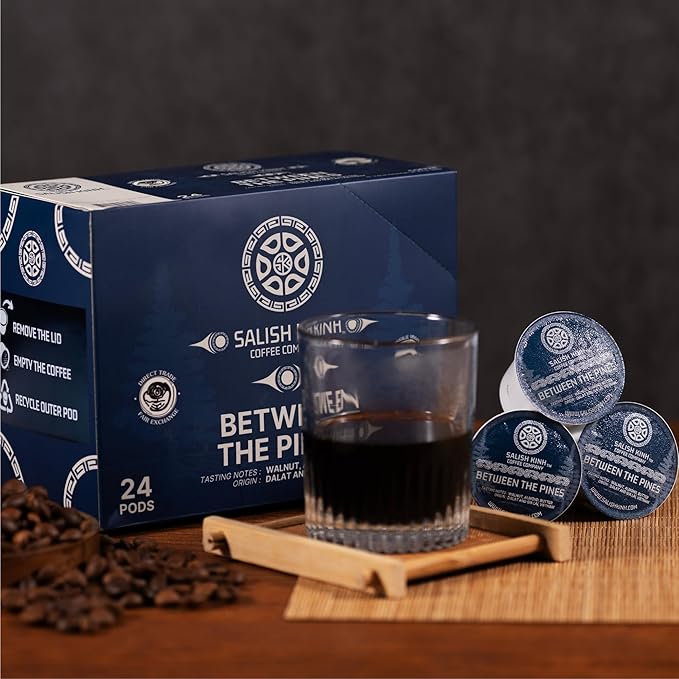 SALISH KINH Between the Pines Vietnamese Coffee Pods | 24 Count | Premium Medium Roast | Rare 60% Arabica / 40% Robusta Blend | Specialty Grade Direct Trade Single Origin Microplot | Rich Smooth Fl