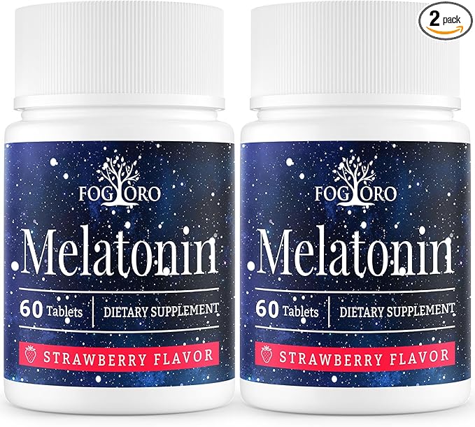 Fogoro Powerful Melatonin -Fall Asleep Faster Stay Asleep LongerEasy to Take 60 Count (Pack of 2)