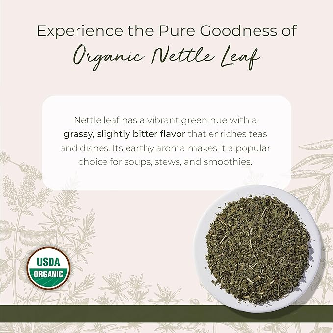 Starwest Botanicals Organic Nettle Leaf - Dried Stinging Nettle Natural Loose Leaf Herbal Tea Caffeine Free Cut &amp Sifted Certified Kosher Non-GMO - Bulk 1 lb Bag