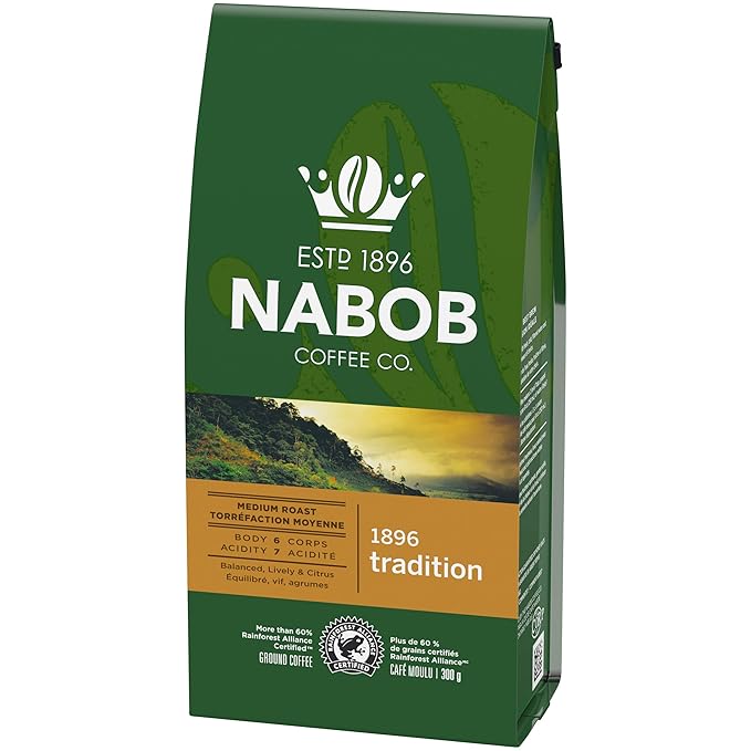 Nabob 1896 Tradition Ground Coffee 300g/10.6 oz. (Pack of 6) {Imported from Canada}