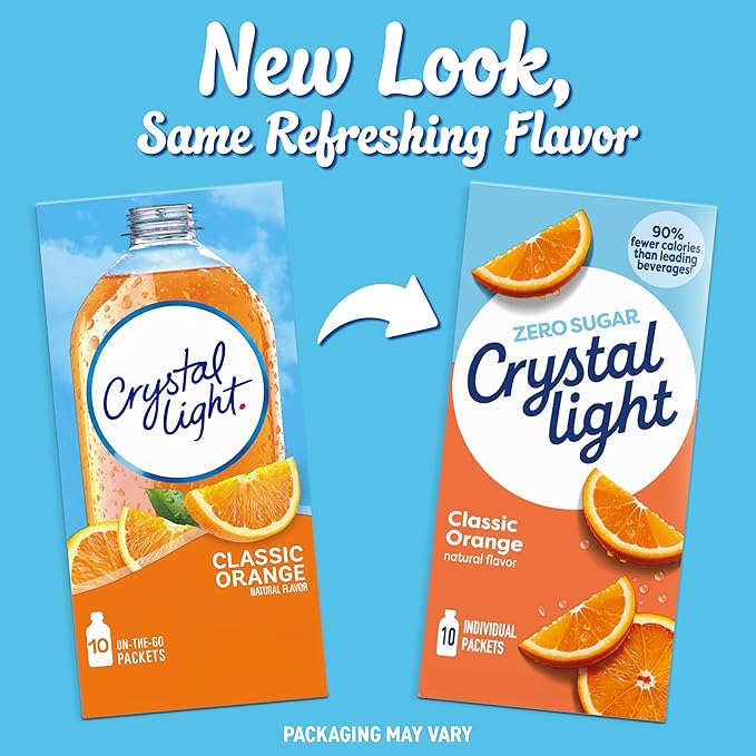 Crystal Light Drink Mix – Classic Orange On-The-Go with Vitamin C (10 CT) Pink Lemonade On-The-Go (10 CT) &amp Raspberry Ice Canister Drink Mix (Makes 12 Quarts) (Variety Pack)