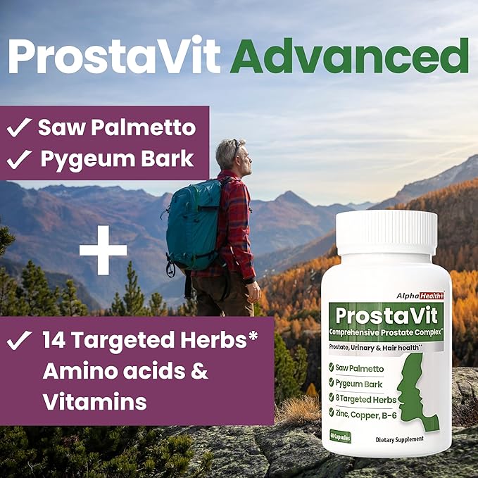 Prostavit Prostate Support Supplement for Men – Saw Palmetto 600mg Pygeum Bark Pumpkin Seed Nettle &amp Zinc – Urinary Flow Bladder Control Reduce Nighttime Urination Prostate &amp Hair Health