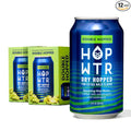 HOP WTR Double Hopped Sparkling Hop Water Zero Calories Non-Alcoholic with Adaptogens and Nootropics Sugar Free Gluten Free 12 oz Cans 12 Pack