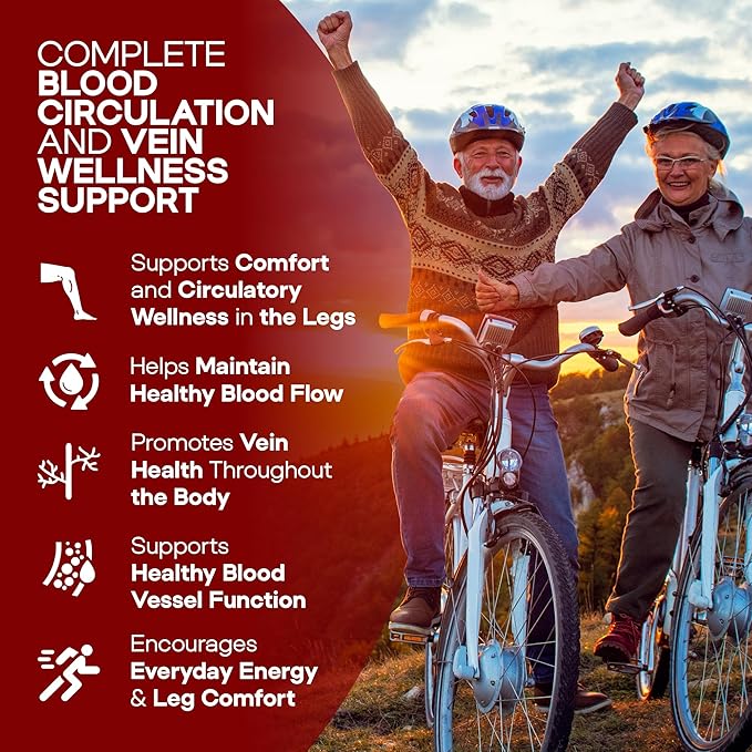 Blood Circulation Supplement 120 Capsules Supports Leg Vein Heart Vessels and Cardiovascular Health with Niacin L-Arginine Ginger Cayenne Pepper Hawthorn Diosmin Blood Flow Pills