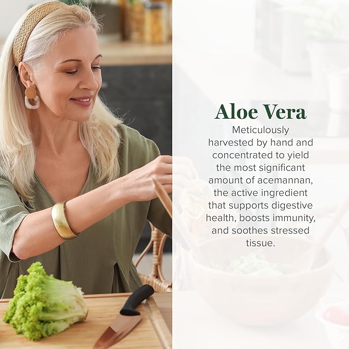 Global Healing Aloe Vera Bio-Active Organic Leaf Supplement - 200x Concentrate Formula with Highest Concentration of Acemannan - Aloin-Free - Gut Health &amp Immune Support - 60 Capsules (Pack of 2)
