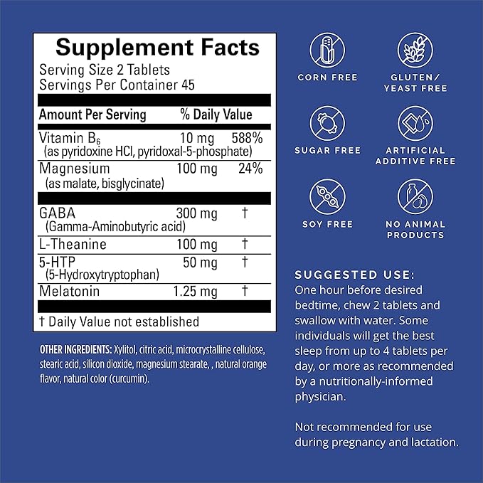 BRAINMD Dr Amen Put Me To Sleep Naturally - 90 Chewable Tablets Pack of 2 - With Melatonin L-Theanine Magnesium GABA Vitamin B6 &amp 5-HTP - Gluten Free - 90 Total Servings