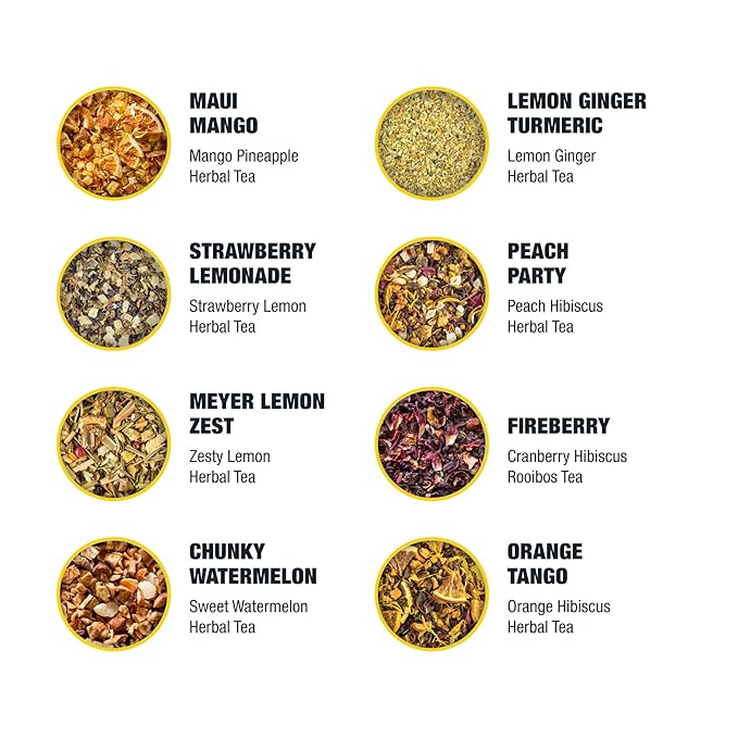 Tiesta Tea - Herbal &amp Rooibos Tea Sampler Dry Flight Set Loose Leaf No Caffeine Blend Makes Hot &amp Iced Assorted Herbal Rooibos Fruit Blends &amp More 8 Resealable Sample Pouches