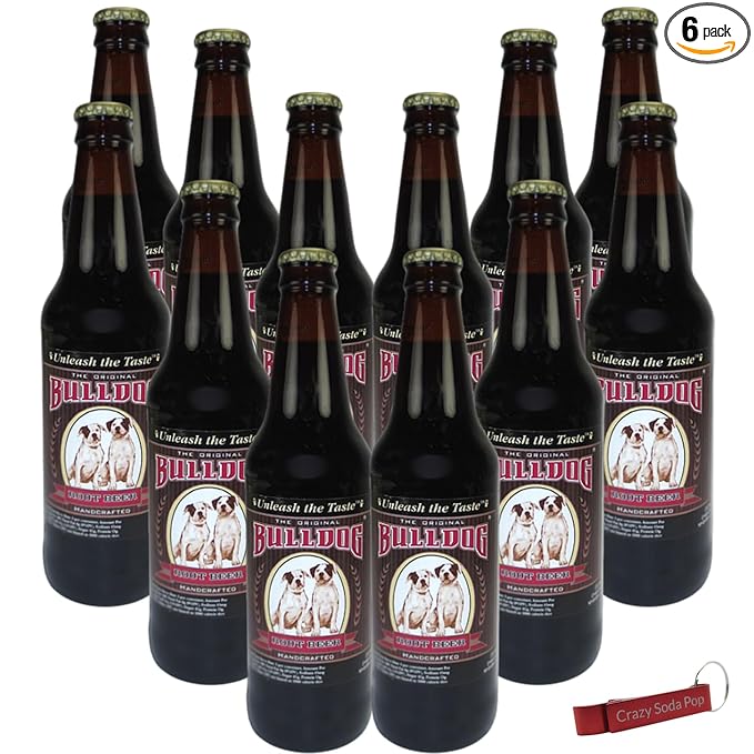 Bulldog Root Beer | Delicious Root Beer with Real Cane Sugar | 12 oz Glass Bottles with Crazy Soda Pop Bottle Opener (12 Pack)