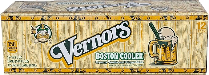 Vernors Ginger Soda (ale) Boston Cooler Edition creamy vanilla 12-pack 12-ounce cans in fridge pack (12-count)
