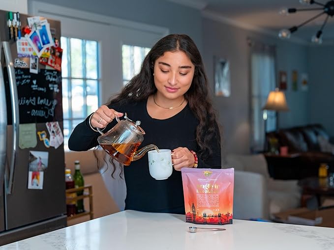 English Breakfast Tea Organic Loose Leaf Black Tea – Robust Full-Bodied Classic Blend – Drink Hot or Iced – 4 oz Resealable Bag (Makes 50 Cups) – The Elegant Elephant