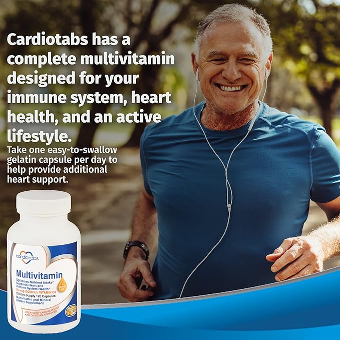 Multivitamin - Heart and Immunity Supplements for Men &amp Women Multivitamin for Men &amp Women with Minerals B-Vitamin Complex Vitamins A C E K and 2000 IU Vitamin D3 120-Count Bottle