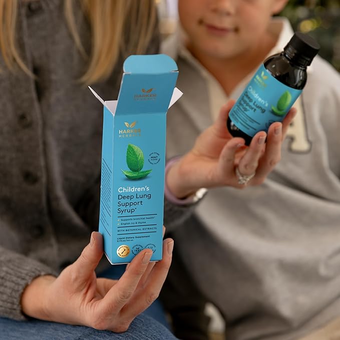 Children's Deep Lung Support Syrup Herbal Formula for Respiratory Health Clear Breathing Bronchial Congestion Natural Mint Flavor Plant-Based - 5.1 Fl oz (30 Servings)