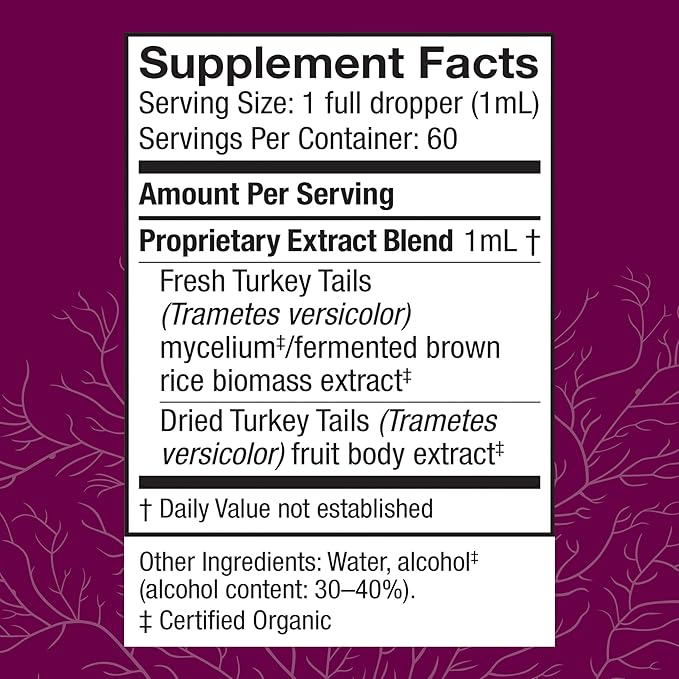 Host Defense Turkey Tail Extract - Digestive Health &amp Immune Response Support Supplement - Mushroom Supplement for Gastrointestinal &amp Gut Microbiome Support - 2 fl oz (60 Servings)*