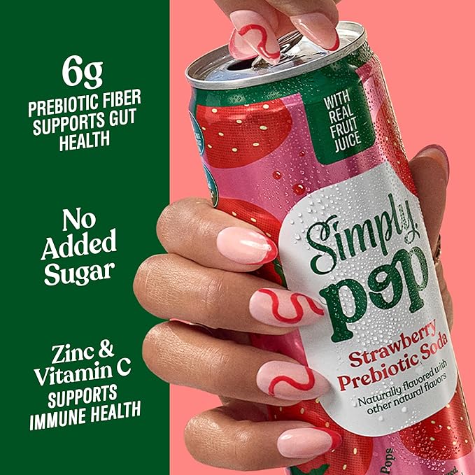 Simply Pop Soda Prebiotic Strawberry 12 fl oz (Pack of 12)