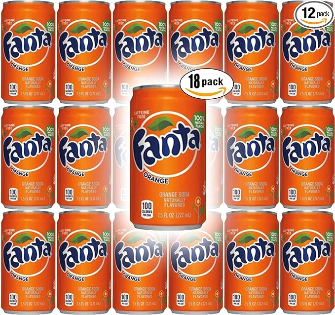 Fanta Orange Soda 7.5 Fl Oz Mini Cans (Pack of 12 Total of 90 Fl Oz)