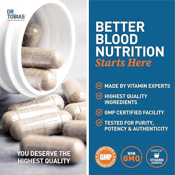 Dr. Tobias Blood Pressure Support Supplement with Hawthorn Hibiscus Flower Olive Leaf &amp Garlic Supports Normal Circulatory Health with Vitamins C B6 B12 Niacin Folate &amp Herbs 90 Capsul