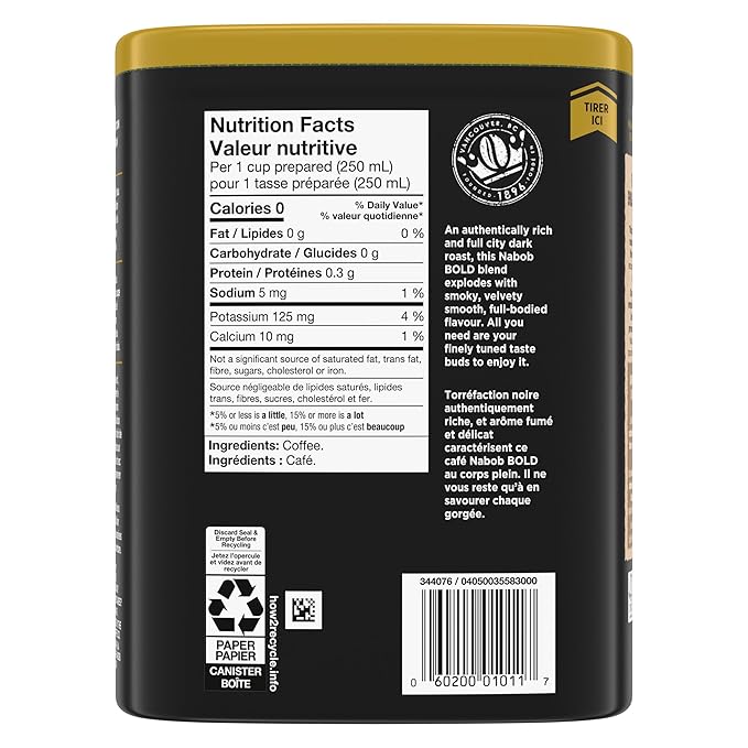 Nabob Bold Full City Dark - 340g/12 oz. Recyclable Flavor-Lock Package {Imported from Canada}