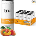 Tru Energy Seltzer Sparkling Water with Natural Caffeine Orange Mango Juice Green Tea Extract &amp B Vitamins Lightly Carbonated Energy Drink Gluten Free Vegan Low Calorie 12 FL OZ Cans 12 P