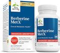 Terry Naturally Berberine MetX Extra Strength - Brain &amp Liver Health Support Supplement - Supplement with Indian Barberry Root Extract - Vegan Capsules for Metabolic Health Support - 60 Capsules