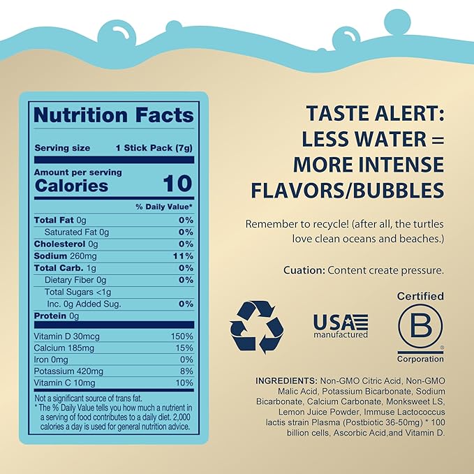 Bobelo Self Carbonating Hydration Packets - Coconut Lime Flavor (15ct) | Low Calorie Electrolyte Drink Mix | Keto Friendly Sugar Free Water Enhancer | Soda Sparkling Water Alternative