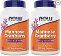 NOW Foods Mannose Cranberry 120 Capsules (Pack of 2) - with PAC - 450mg dMannose 250mg Whole Cranberry - Urinary Tract Health* - Vegan Friendly Supplement Non-GMO