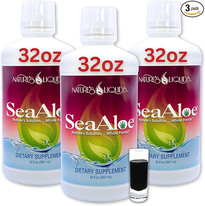 Nature's Liquids Aloe Vera Juice Oceanic Elixir - Proprietary Botanical Blend for Thyroid Digestion and Immune Support 32oz (Pack of 3)