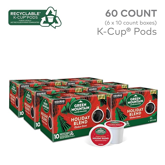 Green Mountain Coffee Roasters Holiday Blend Coffee Keurig Single Serve K-Cup Pods 60 count