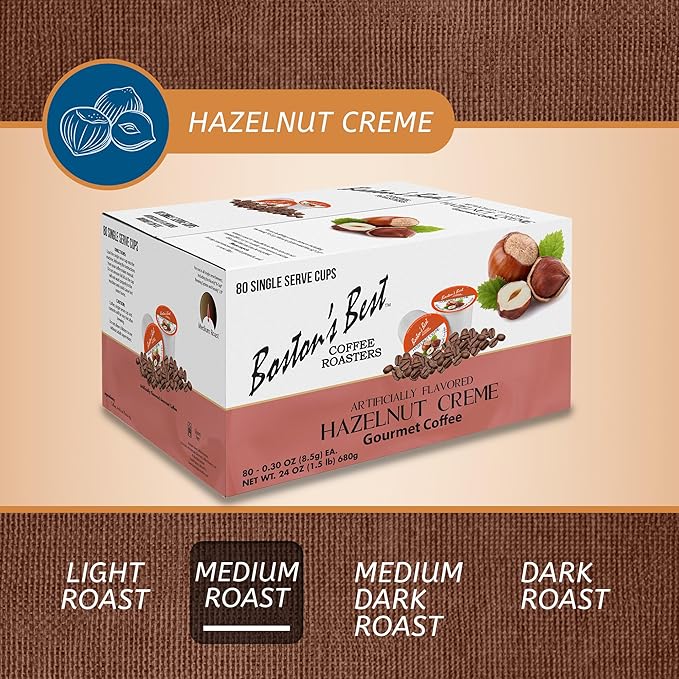 Boston’s Best - Hazelnut Creme Flavored Delicious Gourmet Coffee Compatible with Keurig Coffee Maker 1 Count (80 Single Serve Cups)