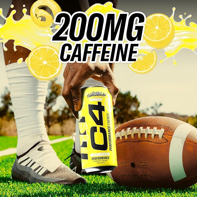C4 Energy Drink Lemonade Limited Edition Carbonated Sugar Free Pre Workout Performance Drink with no Artificial Colors or Dyes 16oz Pack of 12