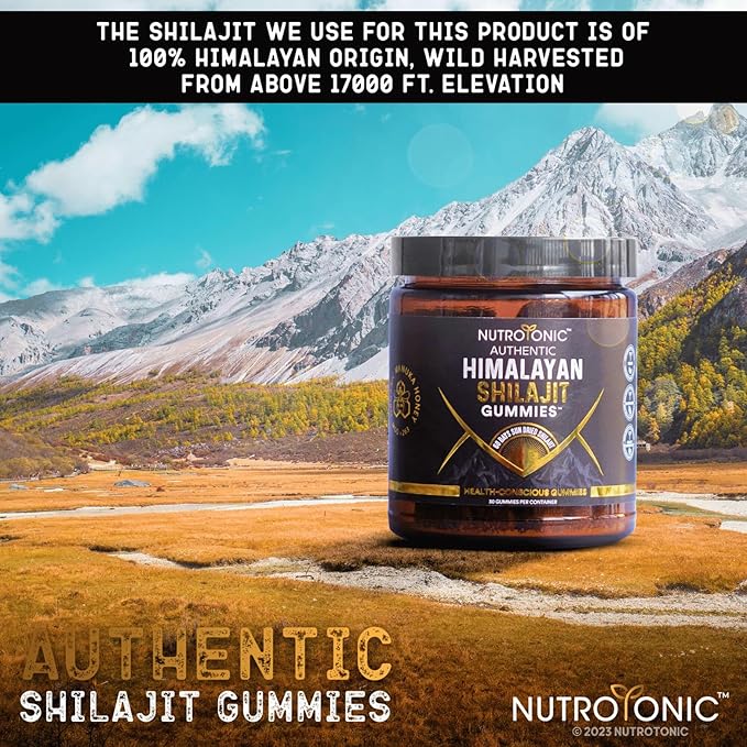 NutroTonic® Organic Himalayan Shilajit Gummies – Peach Vanilla Flavor – Shilajit for Men &amp Women – Wild Crafted Manuka Honey MGO +263 – Made in USA – 30 Gummies