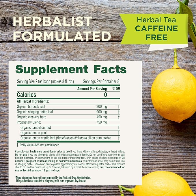 Traditional Medicinals Tea Organic EveryDay Detox Lemon Supports Healthy Skin &amp Liver Function Detox Kosher Non-GMO Caffeine-Free Compostable - 96 Tea Bags (Pack of 6)