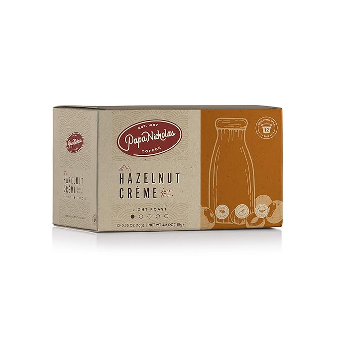 PapaNicholas Coffee Single Serve Coffee Cups Fits Keurig K Cup Brewers Hazelnut Creme (12 Count of 0.35 oz Pods) 4.2 oz Pack of 3