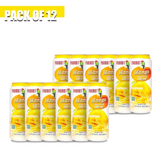 Parrot Brand Mango Juice Drink with Pulp 16.4 fl. oz.(Pack of 12)