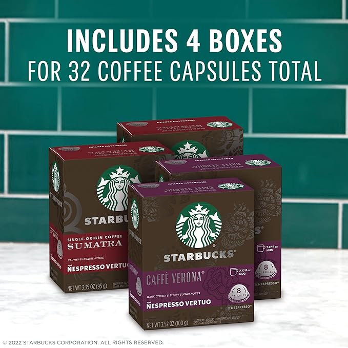 Starbucks by Nespresso Vertuo Dark Roast Variety Pack Coffee 32-count Coffee Pods Brews 7.8 oz.