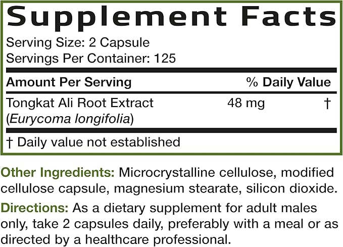 Bronson Longjack Tongkat Ali Extra Strength 250 Vegetarian Capsules