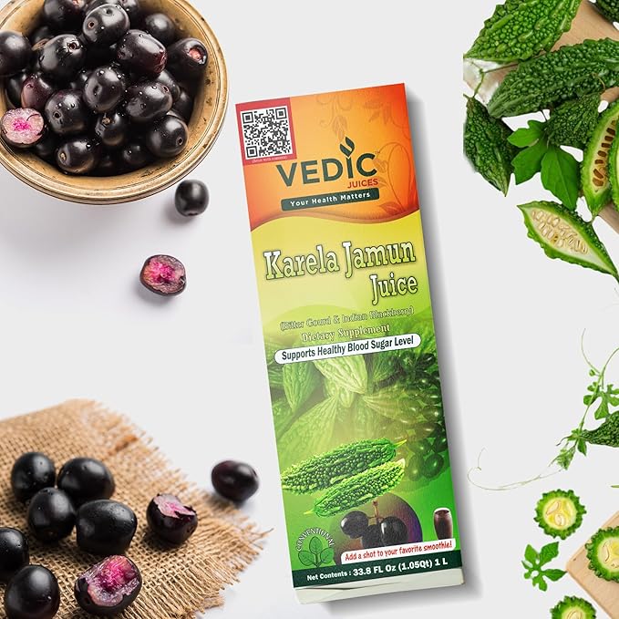 Vedic Karela Jamun Juice - Natural Juice for Immune Support - 33.8oz Ideal for Daily Use (1000 ML)