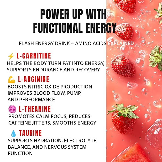Flash Energy Drink | Elevate your Energy Focus and Performance | Natural | Non-GMO Vegan Gluten-Free Ingredients Organic Green Tea and Green Coffee Bean with 125 mg of Caffeine Enhanced with Es