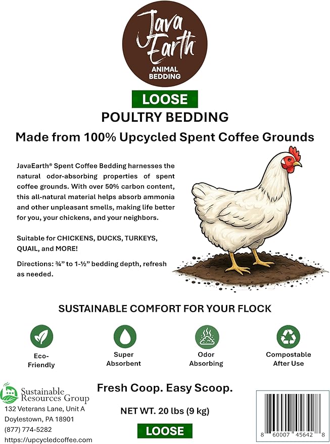 JavaEarth® Loose Poultry Bedding Upcycled Spent Coffee Grounds 20 lbs