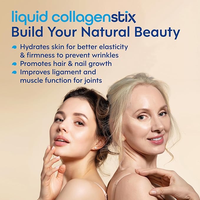 Hydrolyzed Liquid Collagen Peptides for Women &amp Men - Grass-Fed Bovine Protein Supplement for Hair Growth Skin and Nails (Pack of 14 Orange)